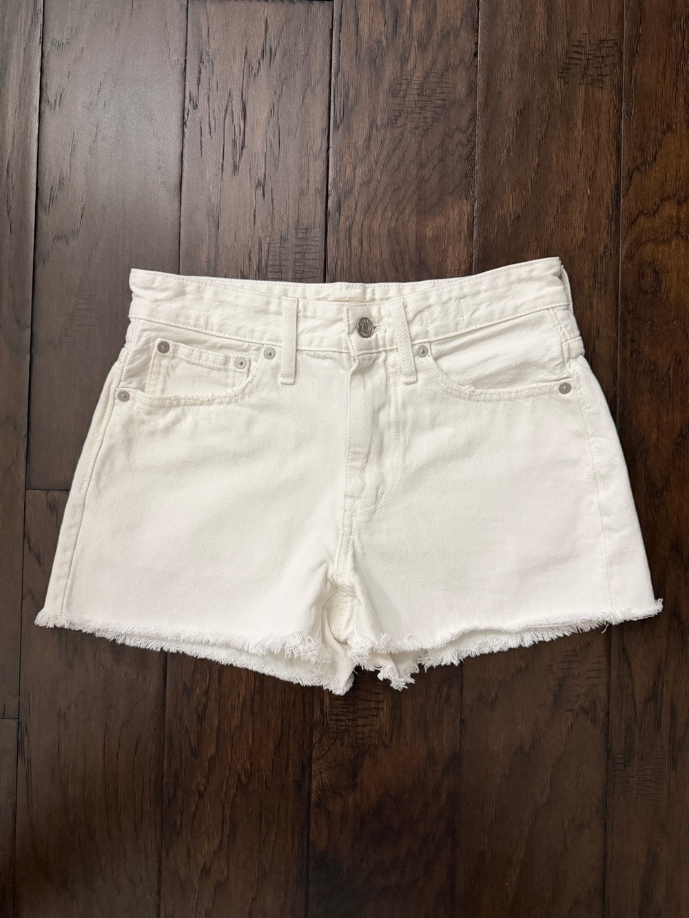 MADEWELL Relaxed Denim Shorts White Frayed Cutoff Hem | sz 24